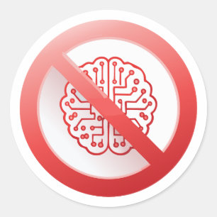 Verbodsbord voor het gebruik van kunstmatige intel ronde sticker