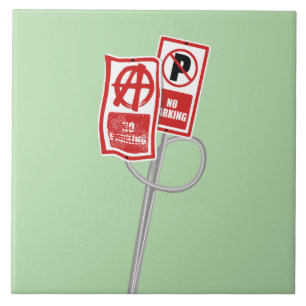 Verbodsbord voor parkeeranarchie tegeltje