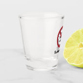 Verbodscirkelteken met aangepaste tekst en Afbeeld Shot Glas (Links)