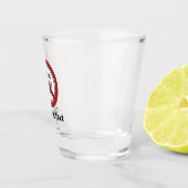 Verbodscirkelteken met aangepaste tekst en Afbeeld Shot Glas (Rechts)