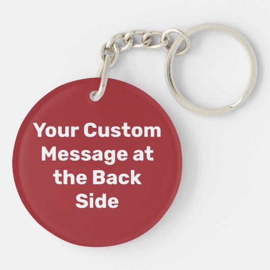 Verbodscirkelteken met aangepaste tekst en Afbeeld Sleutelhanger (Achterkant)