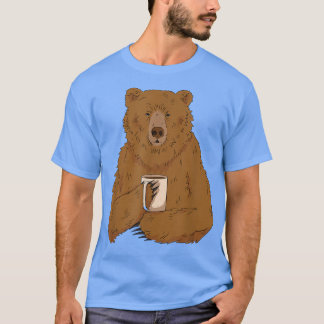 Verbonden bruin Beer drink een kop koffie Beer Lov T-shirt