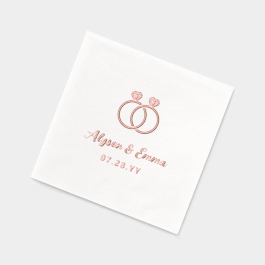 Verbonden Diamanten Trouwringen LGBT Wedding Folie Servetten (Links)