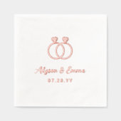 Verbonden Diamanten Trouwringen LGBT Wedding Folie Servetten (Voorkant)