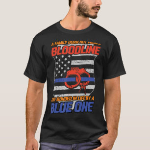 Verbonden door een blauwe lijn koele politie t-shirt