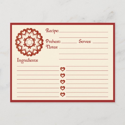 Verbonden door Love Recipe Card Briefkaart (Voorkant)