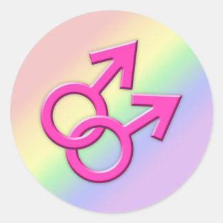 Verbonden Roze Mannelijke Symbolen Stickers 01