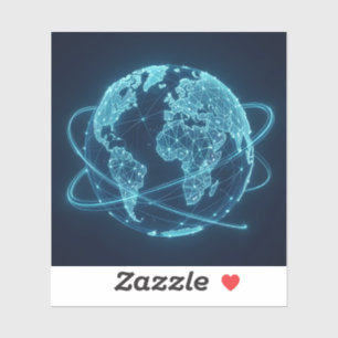 Verbonden Wereld – Globaal Netwerk Kunstvierkant Sticker