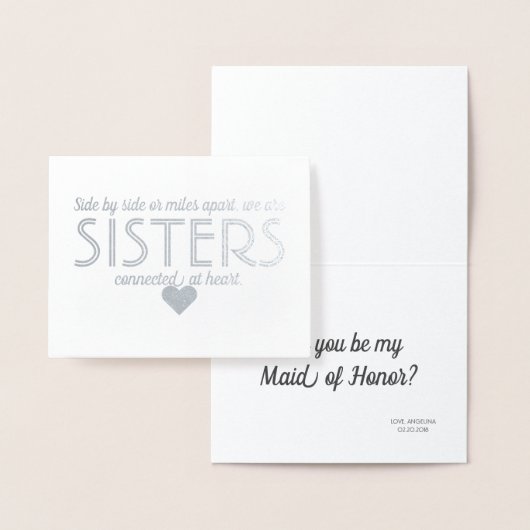 Verbonden Zusters Leuke bruidsmeisje of Maid van E Folie Kaarten (Display)