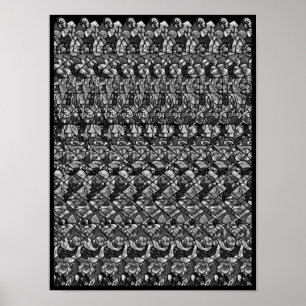 Verborgen 3D Stereogram Poster - Jolly Roger, B&W