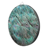 Verborgen blauwe ogen voor groene veren dartbord (Voorkant Rechts)