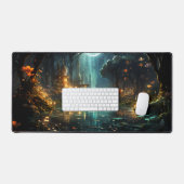 Verborgen bos tempel in het maanlicht bureaumat (Keyboard & Muis)