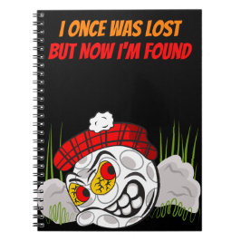 Verborgen Cartoon Golfbal met Grappige Quote, Spor Notitieboek