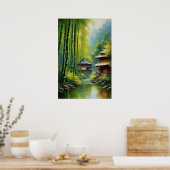 Verborgen dorp in de Bamboe Omhelzing Poster (Keuken)