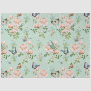 Verborgen Fairy Pink Floral Mint Dragonfly Vlinder Tissuepapier