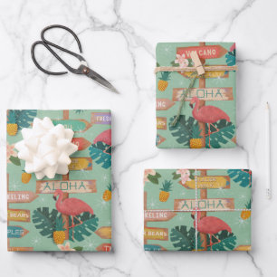 Verborgen flamingos Hawaï — Papieren pakbladen Inpakpapier Vel
