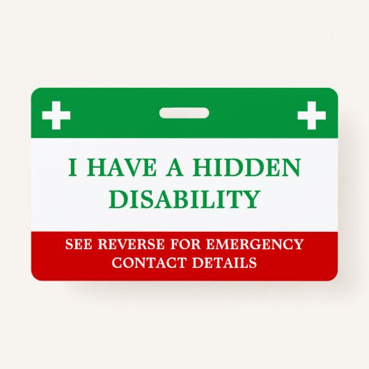 Verborgen handicap Medical Alert Lanyard ICE ID Badge (Voorkant)
