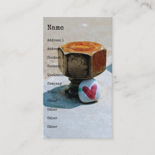 Verborgen Heart Rock en een Rusty Bolt Visitekaartje (Voorkant)