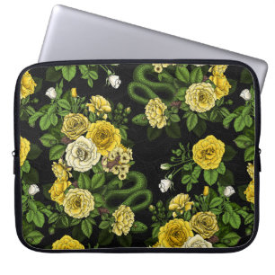 Verborgen in de rozen, geel en groen laptop sleeve