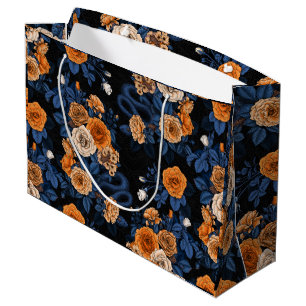 Verborgen in de rozen, oranje en blauw groot cadeauzakje