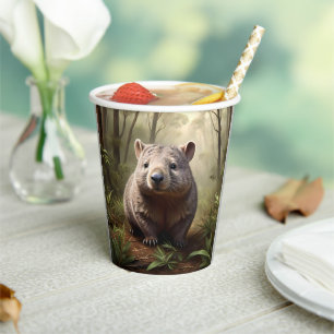 Verborgen in de Struik: een Aussie Wombat in het w Papieren Bekers
