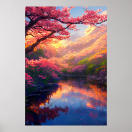 Verborgen meer omarmd door majestueuze bergen poster