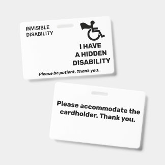 Verborgen Onzichtbare Handicap Waarschuwingskaart Badge