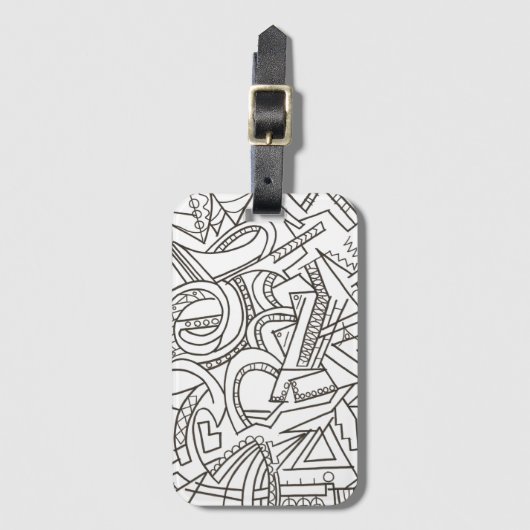 Verborgen schat-zwart en wit moderne geometrische bagagelabel (Voorkant (verticaal))