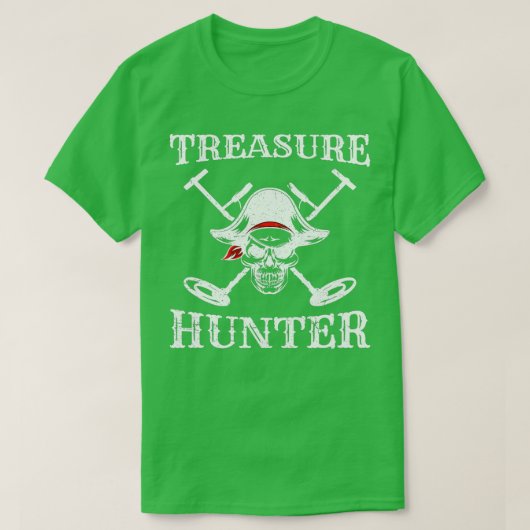 Verborgen schattewaarde Hunter Pirate Metal Detect T-shirt (Design voorkant)