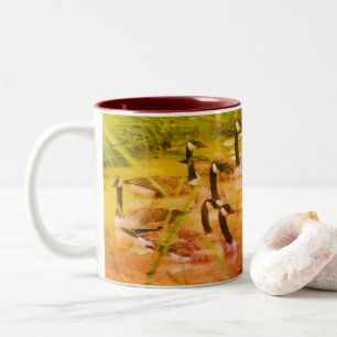 Verborgen Serenity Canada Geese Art op maat Tweekleurige Koffiemok