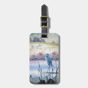 Verborgen Valley Blue Heron Pastel AcrylArt Bagagelabel