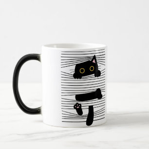 Verborgen Zwarte Kat Schattig Grappig Minimalistis Magische Mok