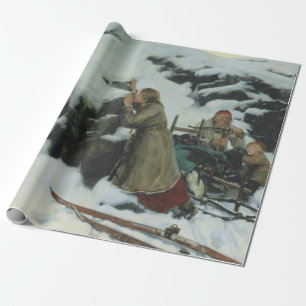 Verbrand dorp in de winter (door Albert Edelfelt) Cadeaupapier