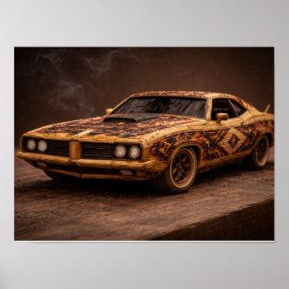 Verbrand Lucifer Klassieke Spierauto — Getextureer Poster