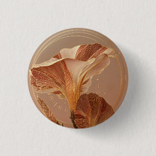 Verbrand Oranje Calla Lelie Botanisch Ronde Button 3,2 Cm