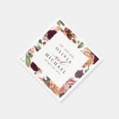 Verbrand Oranje en Burgundy Rood Rustieke Bloemen Servet (Hoek)