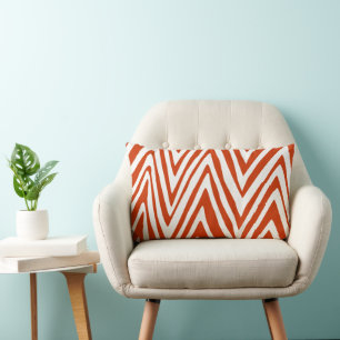 Verbrand Oranje en Off White Zebra Design Kussen