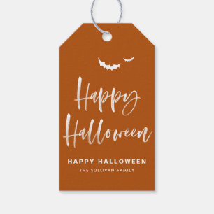 Verbrand Oranje Fijne Halloween Kwast Calligrafie Cadeaulabel