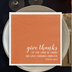 Verbrand Oranje Geef Dank Schriftuur Thanksgiving Servet