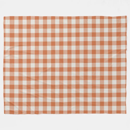 Verbrand Oranje Gingham Schachbrett Motief Fleece Deken (Voorkant (Horizontaal))