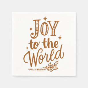 Verbrand Oranje Joy to the World Lettering Kerstmi Servet