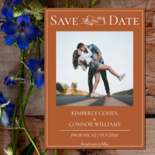 Verbrand Oranje Modern Foto Bewaar de Datum Save The Date