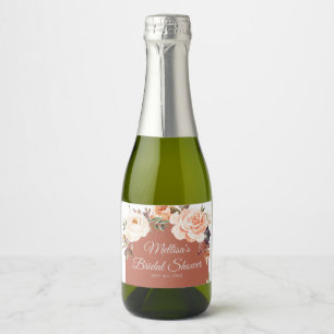 Verbrand oranje pompoen bloem Mini Sparkling Wijnetiket