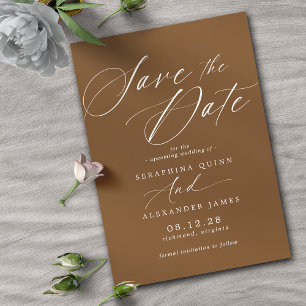 Verbrand Oranje Roest Elegante Aardse Herfst Bru Save The Date
