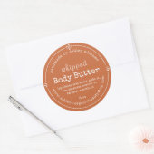 Verbrand Oranje Schrift Handgemaakte Lichaamsboter Ronde Sticker (Envelop)