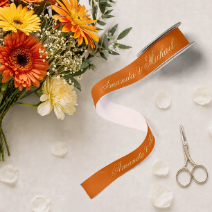 Verbrand Oranje Trouw Elegante Calligrafie Schrift Lint