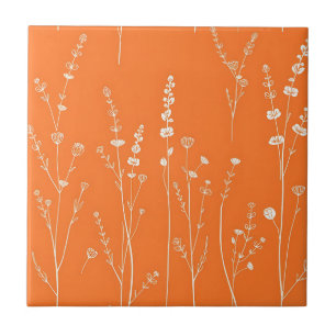 Verbrand Oranje Wildebloem Minimalistisch Patroon Tegeltje