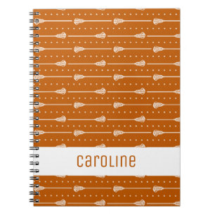 Verbrand Oranje Wit Sticks en Stippellijnen Patroo Notitieboek