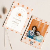 Verbrand Oranje Zon Retro Boho Bewaar de Datum Qr Save The Date