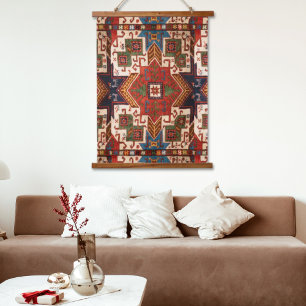 Verbrand rood Anatolische Kilim vintage vloerkleed Hangend Wandkleed